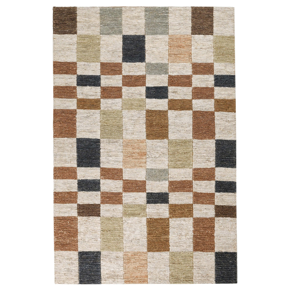 Soumak Jute Rug, Check Natural Multi-Rugs1-High Fashion Home