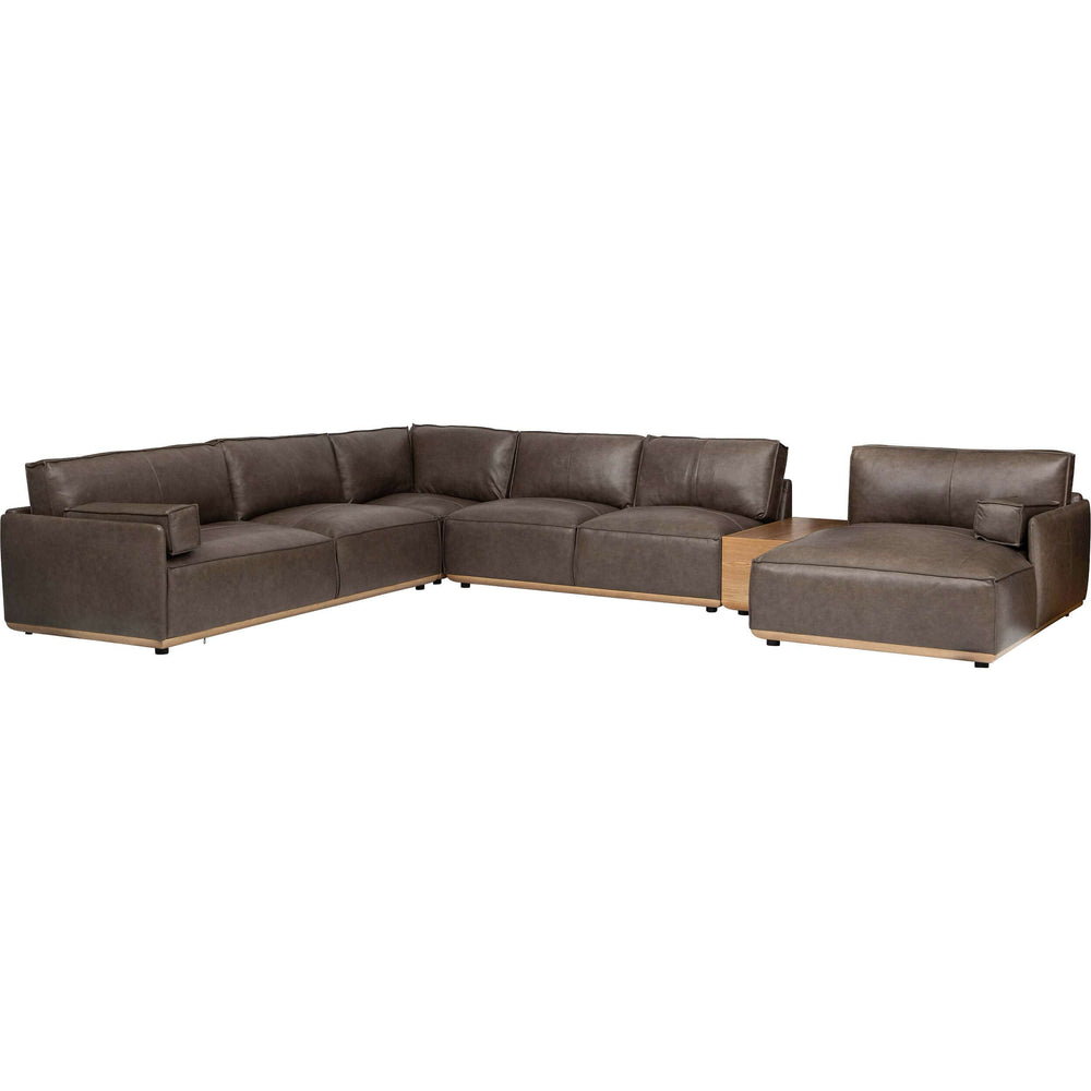 Sutton 5 Piece Leather Sectional, York Mushroom-Furniture - Sofas-High Fashion Home