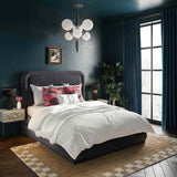 Briella Velvet Bed, Dark Grey-Furniture - Bedroom-High Fashion Home