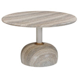 Omaha Outdoor Round Dining Table, Faux Travertine-Furniture - Dining-High Fashion Home