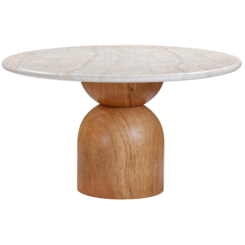 Cynthia Outdoor Round Dining Table, Travertine-Furniture - Dining-High Fashion Home