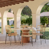 Cynthia Outdoor Round Dining Table, Travertine-Furniture - Dining-High Fashion Home