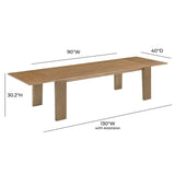 Polly Rectangular Extension Dining Table, Natural-Furniture - Dining-High Fashion Home