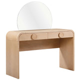 Moonrise Vanity Desk w/Mirror, Natural Ash-Furniture - Office-High Fashion Home