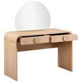 Moonrise Vanity Desk w/Mirror, Natural Ash-Furniture - Office-High Fashion Home