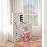 Hollywood Vanity Desk, White-Furniture - Bedroom-High Fashion Home