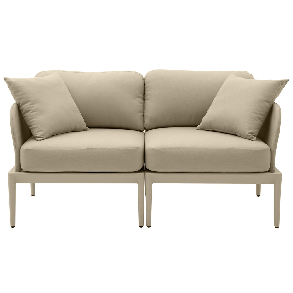 Kapri Outdoor Modular Loveseat, Taupe-Furniture - Sofas-High Fashion Home