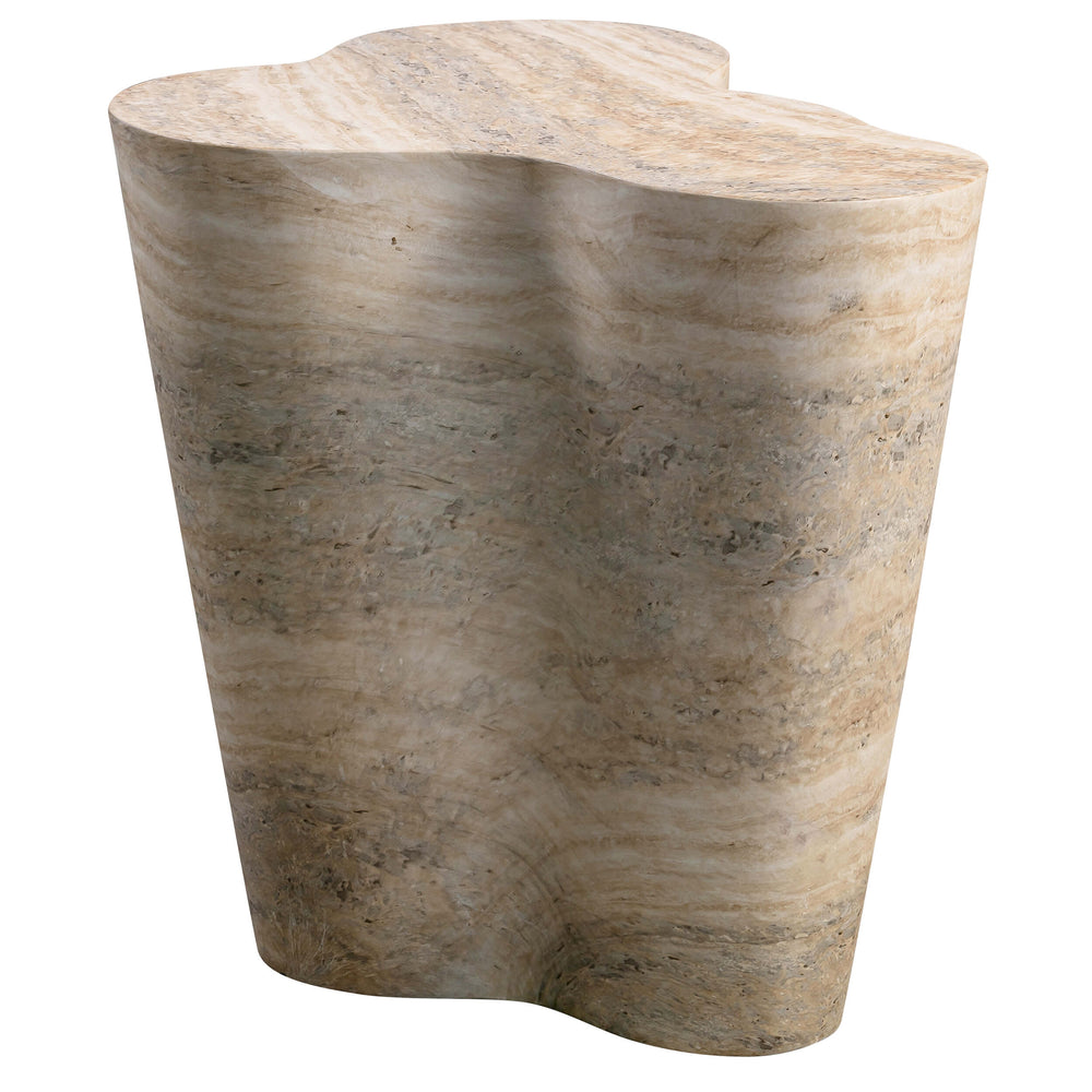 Slab Tall Side Table, Faux Travertine-Furniture - Accent Tables-High Fashion Home