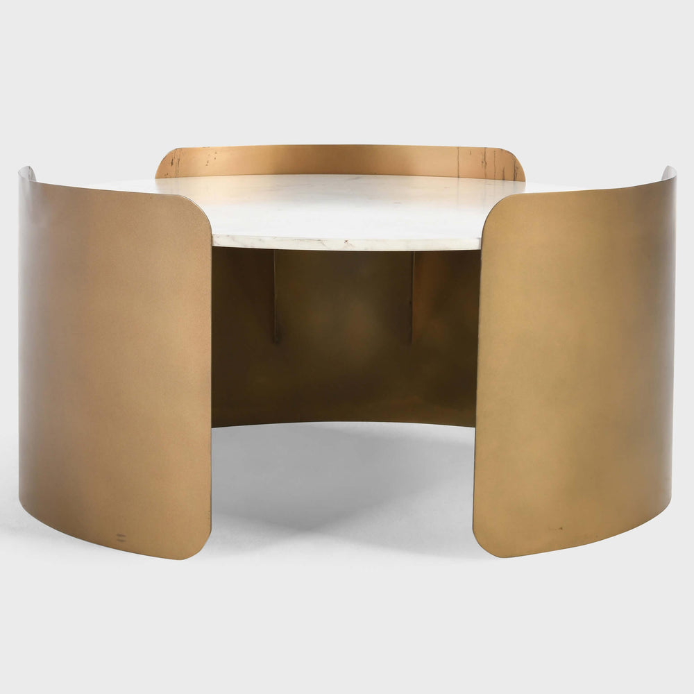 Viola Round Coffee Table, Brass-Furniture - Accent Tables-High Fashion Home