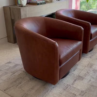 Coltrane Leather Swivel Chair, Laguna Cognac