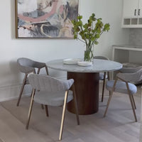 Pilo Round Dining Table, Italian White Marble