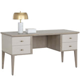 Pattinson Desk, White Ceruse/Cream Shagreen-Furniture - Office-High Fashion Home