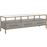 Venice Media Console, Grey Shagreen-Furniture - Storage-High Fashion Home