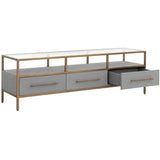 Venice Media Console, Grey Shagreen-Furniture - Storage-High Fashion Home