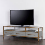 Venice Media Console, Grey Shagreen-Furniture - Storage-High Fashion Home