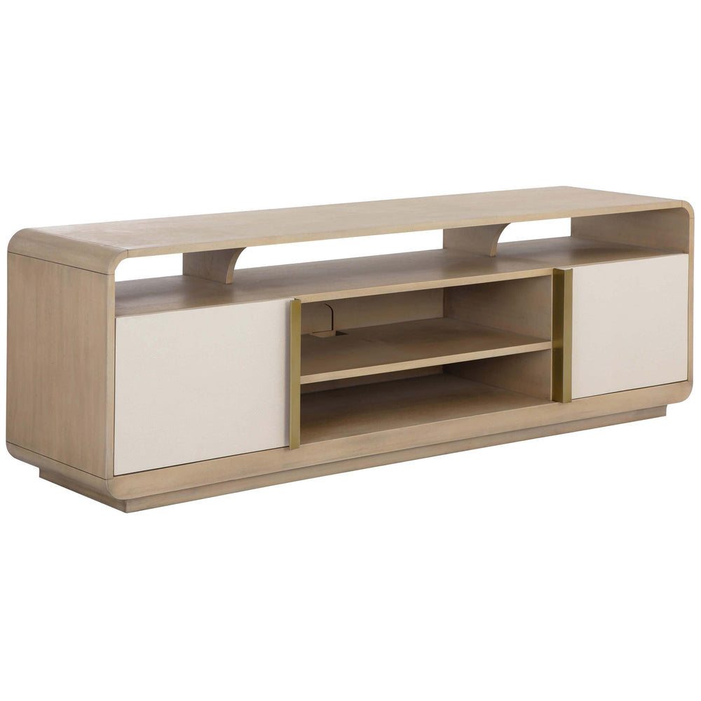 Kayden Media Console, Cream Shagreen-Furniture - Storage-High Fashion Home