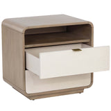 Kayden Nightstand, Cream Shagreen-Furniture - Bedroom-High Fashion Home