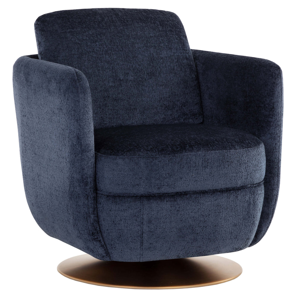 Gilley Swivel Chair, Bergen Navy-Furniture - Chairs-High Fashion Home