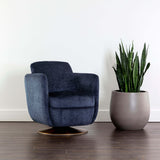 Gilley Swivel Chair, Bergen Navy-Furniture - Chairs-High Fashion Home