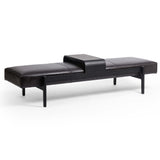 Fawkes Leather Bench, Brushed Ebony-Furniture - Chairs-High Fashion Home