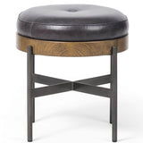 Edwyn Small Leather Ottoman, Sonoma Black-Furniture - Chairs-High Fashion Home