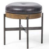 Edwyn Small Leather Ottoman, Sonoma Black-Furniture - Chairs-High Fashion Home