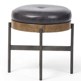 Edwyn Small Leather Ottoman, Sonoma Black-Furniture - Chairs-High Fashion Home