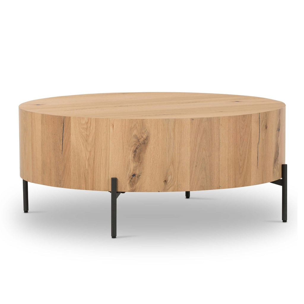 Eaton Drum Coffee Table, Light Oak Resin – High Fashion Home