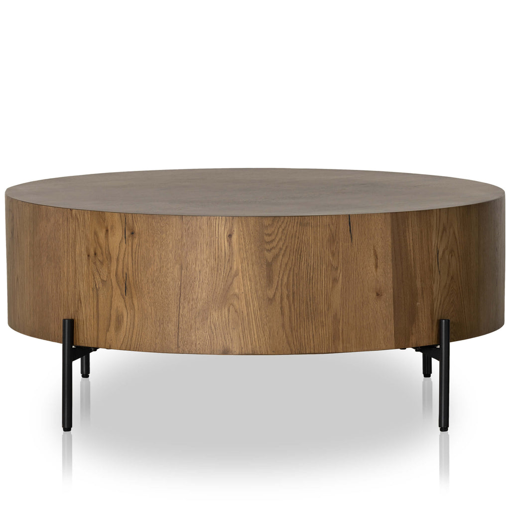 Eaton Drum Coffee Table, Amber Oak – High Fashion Home