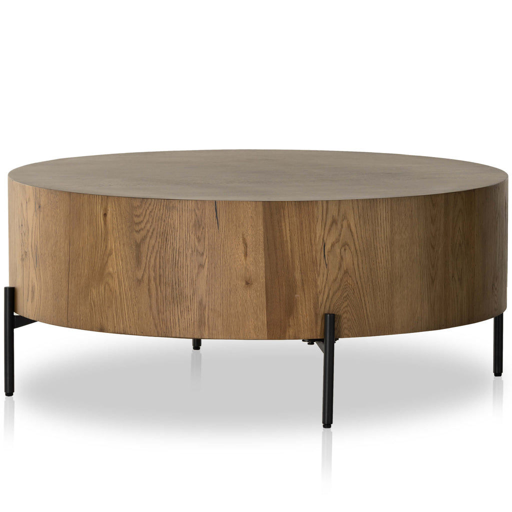 Eaton Drum Coffee Table, Amber Oak – High Fashion Home