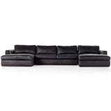 Colt 3 Piece Leather U Sectional, Heirloom Black-Furniture - Sofas-High Fashion Home