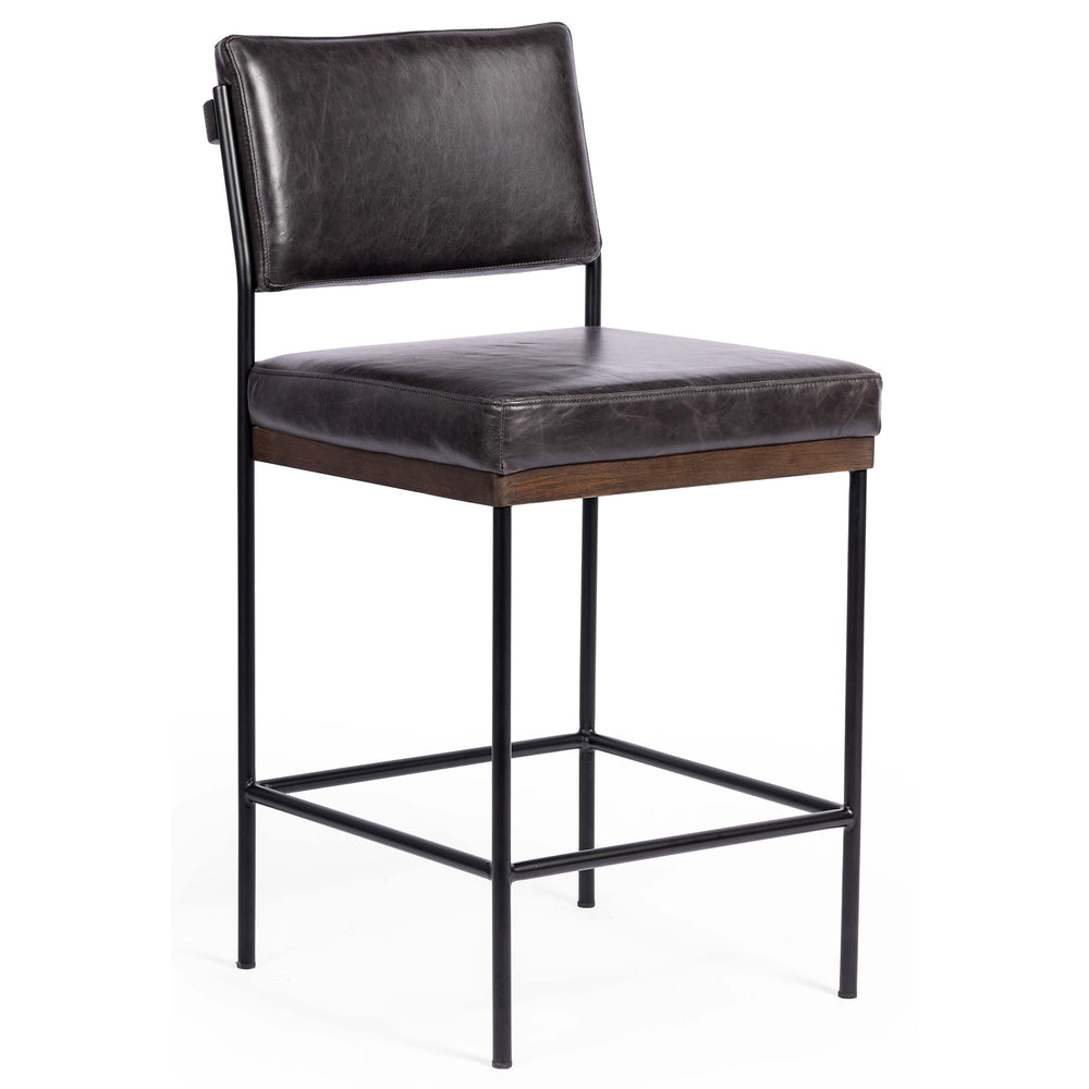 Benton Leather Bar & Counter Stool, Sonoma Black