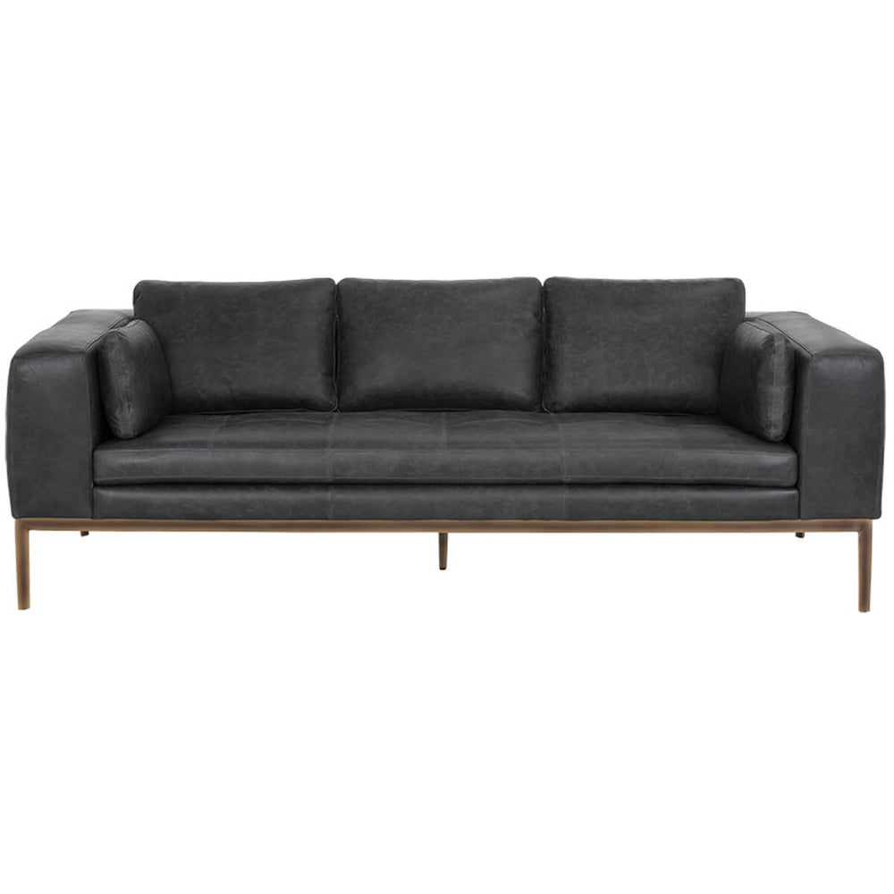 Burr Leather Sofa, Serbia Black-Furniture - Sofas-High Fashion Home