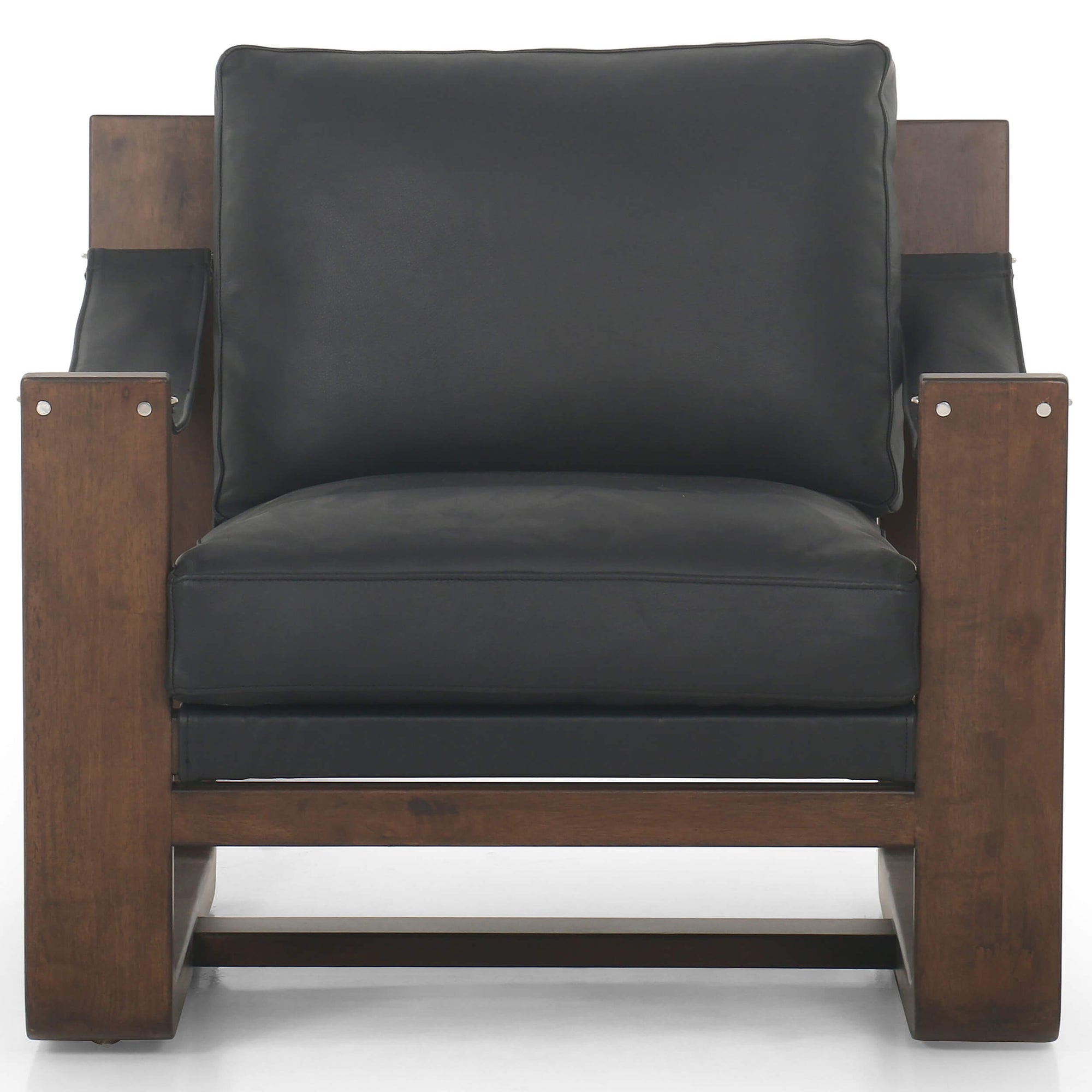 Leather armchair wooden online frame