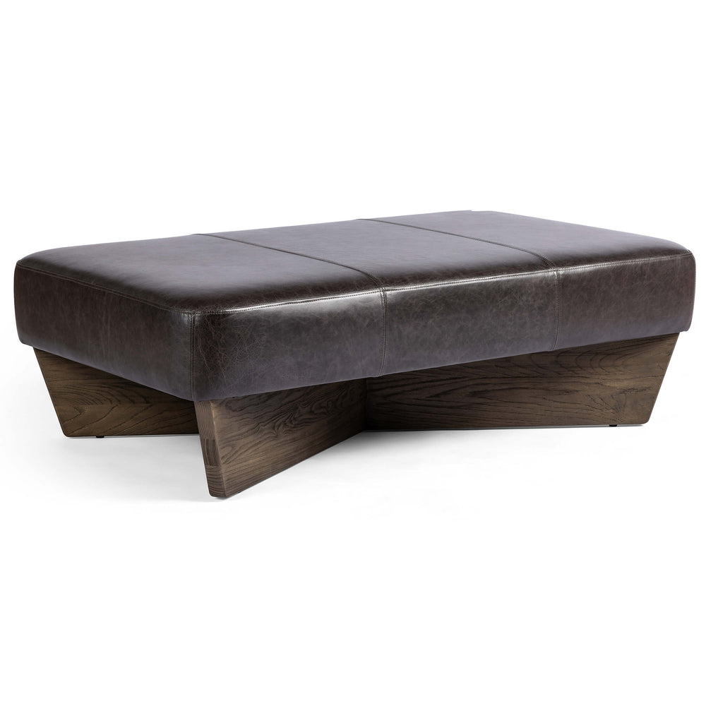 Chaz Large Leather Ottoman, Sonoma Black