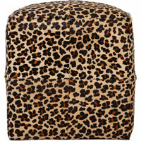Cowhide Pouf, Leopard on Beige – High Fashion Home