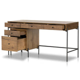 Eaton Desk w/ Filling Cabinet, Amber Oak Resin