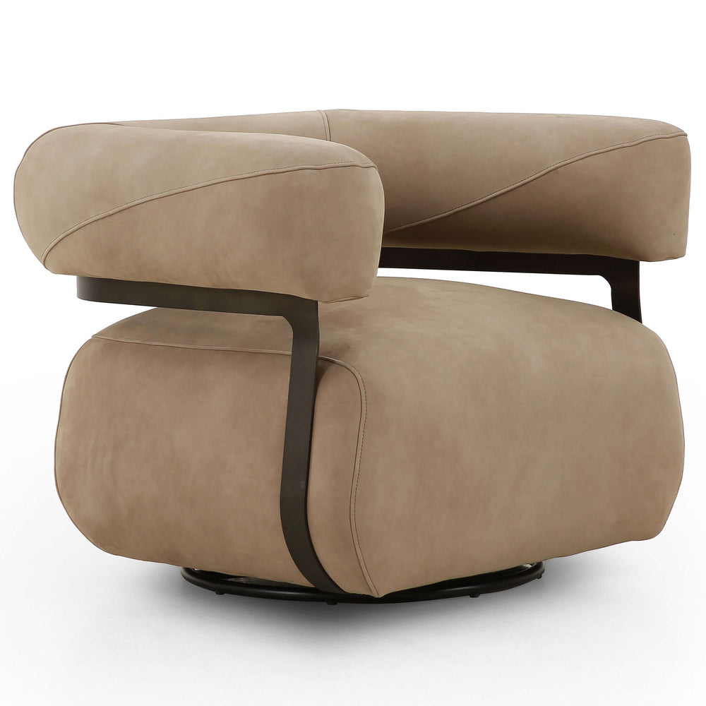 Gareth Leather Swivel Chair, Nubuck Silver