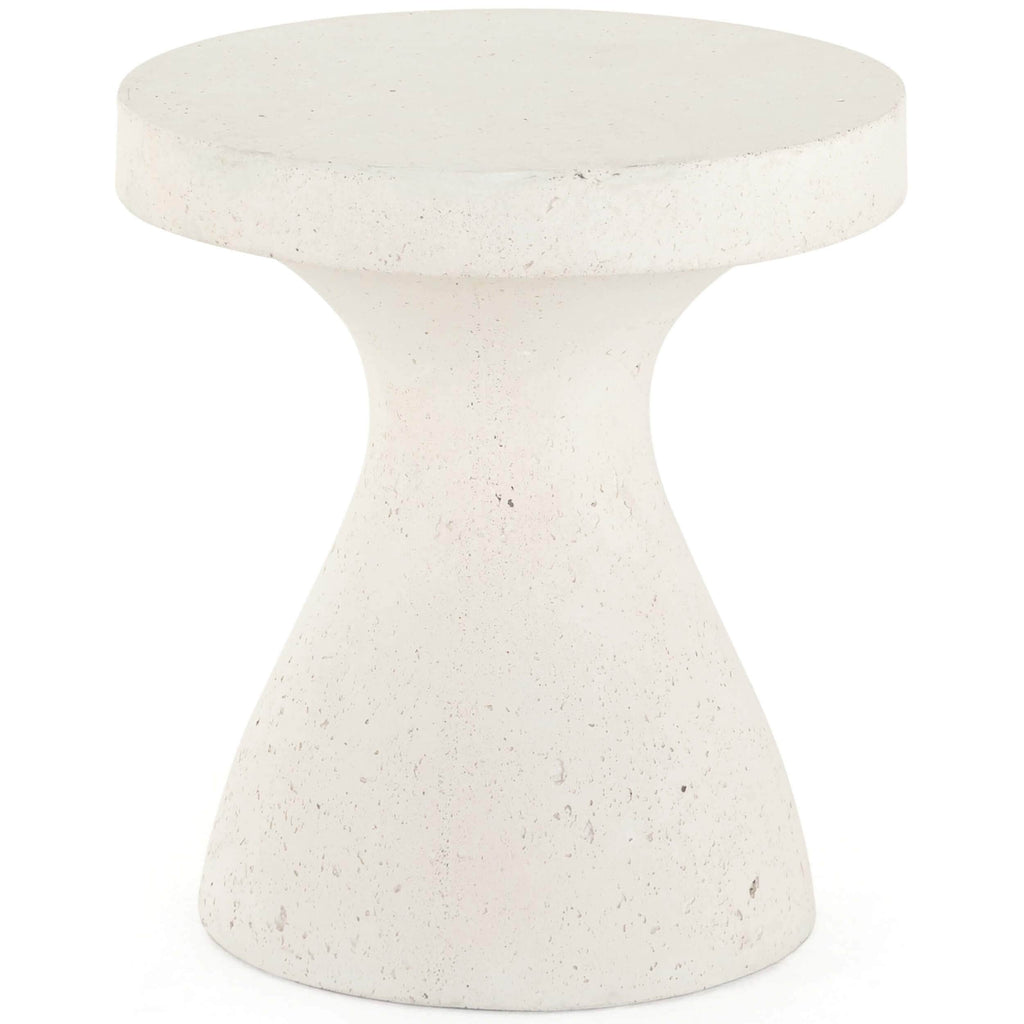 Koda Outdoor End Table, Textured White – High Fashion Home