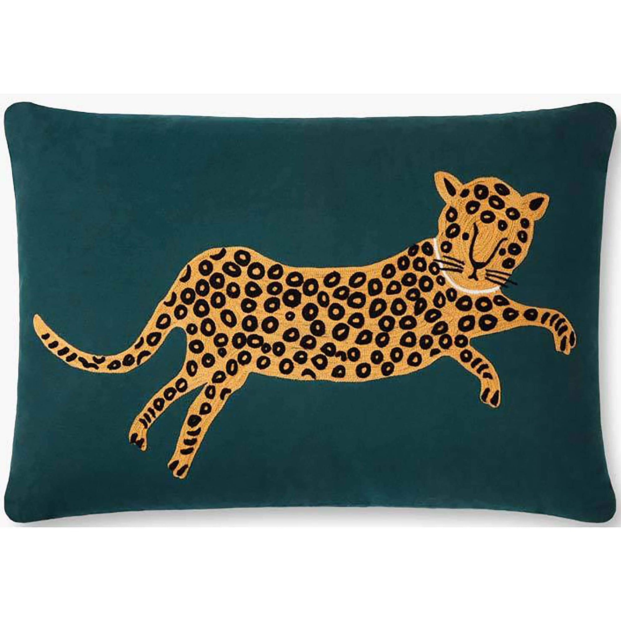 Rifle Paper Co. x Loloi Leopard Pillow, Teal/Gold