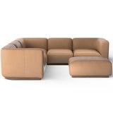 Mabry 5 Piece Leather Sectional w/ Ottoman, Nantucket Oatmeal