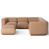 Mabry 5 Piece Leather Sectional w/ Ottoman, Nantucket Oatmeal