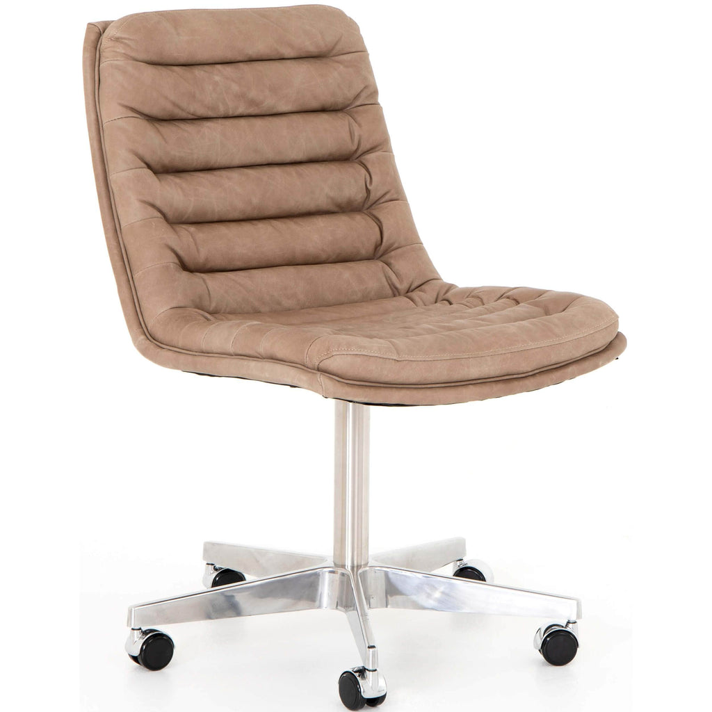 Malibu Leather Office Chair, Natural Washed Mushroom – High Fashion Home