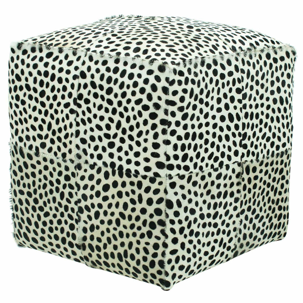 Cowhide Pouf, White w/ Cheetah Print – High Fashion Home