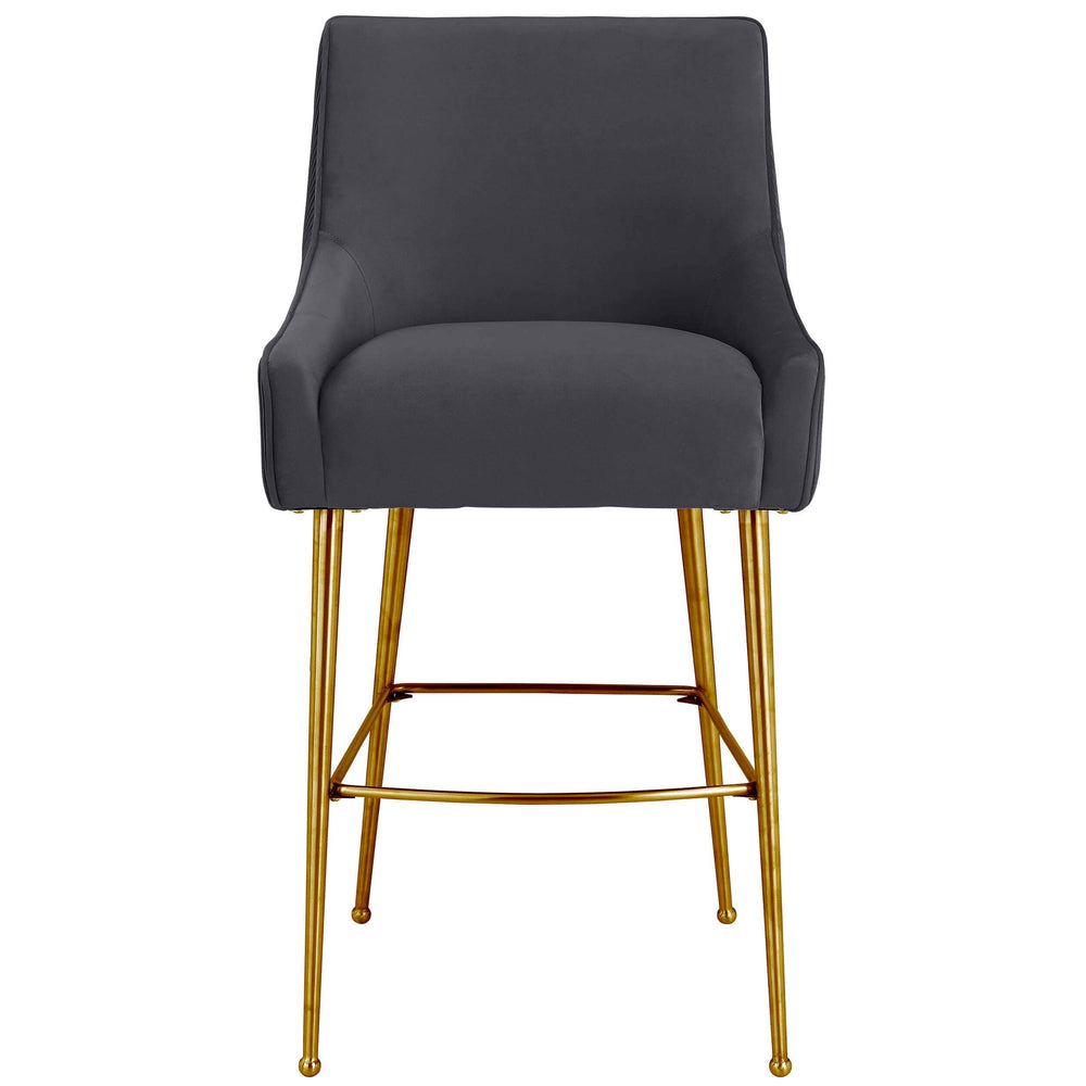 Beatrix Pleated Bar Stool, Dark Grey-Furniture - Dining-High Fashion Home