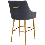 Beatrix Pleated Bar Stool, Dark Grey-Furniture - Dining-High Fashion Home