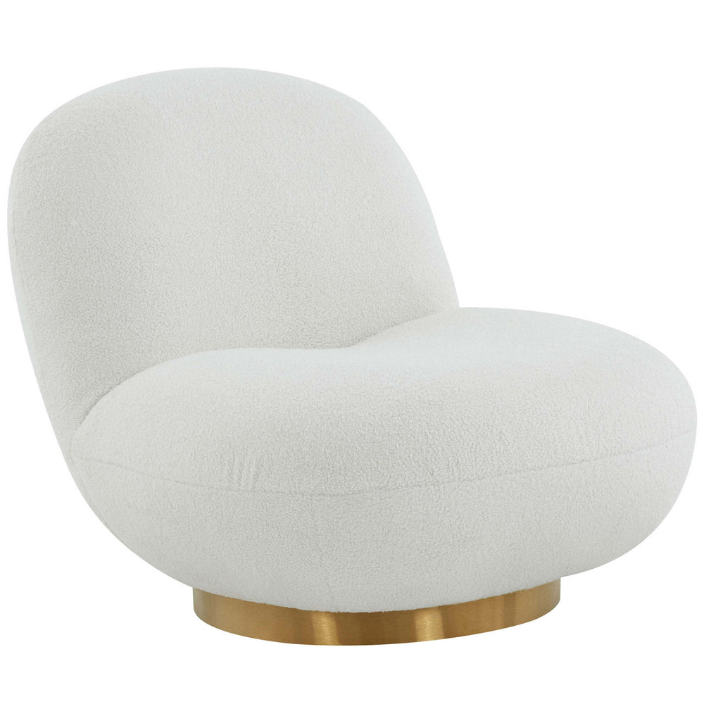 Emily Boucle Swivel Chair, White-Furniture - Chairs-High Fashion Home