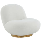 Emily Boucle Swivel Chair, White-Furniture - Chairs-High Fashion Home