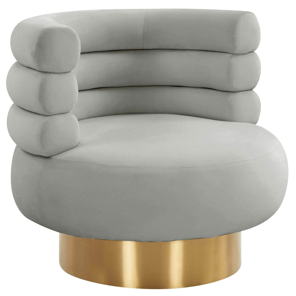 Naomi Swivel Chair Velvet, Grey-Furniture - Chairs-High Fashion Home