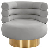 Naomi Swivel Chair Velvet, Grey-Furniture - Chairs-High Fashion Home